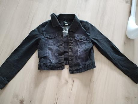 Čierna rifľová bunda h&m 146/152, h&m,152