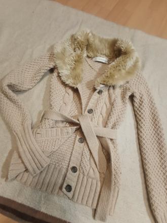 Zara knit dámsky teplý pulovrik s kožušinou, zara,m