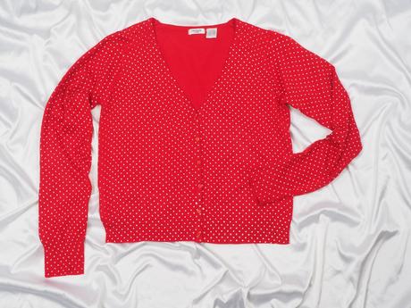 Kvalitný červený bodkovaný sveter la redoute, 42