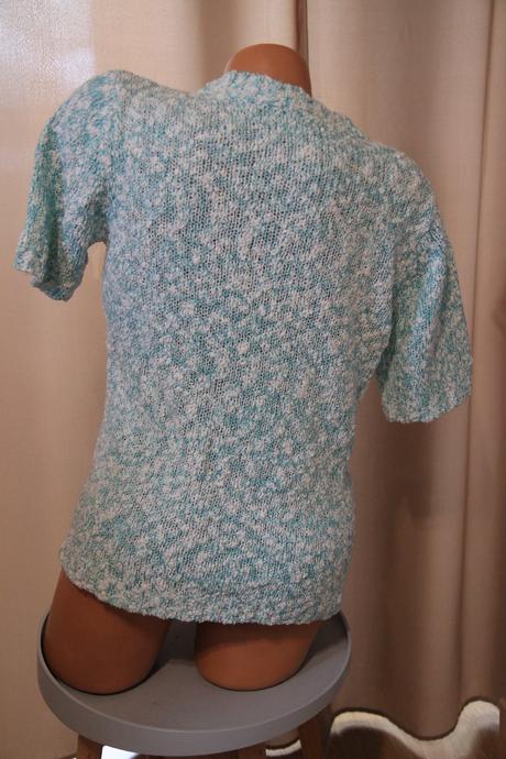 Zeleno biely pletený sveter, l/xl, l