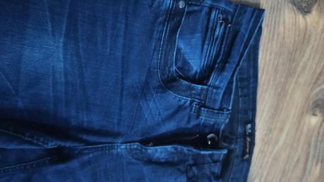 Rifle tmavé (hrubšie) elastické,takmer nenosené, denim,38