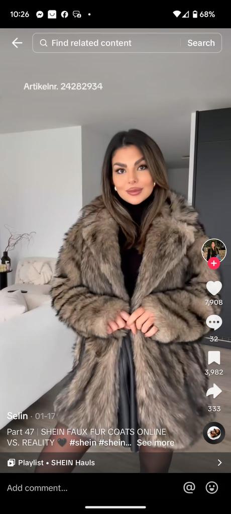 Kožuch bunda z umelej kožušiny, s