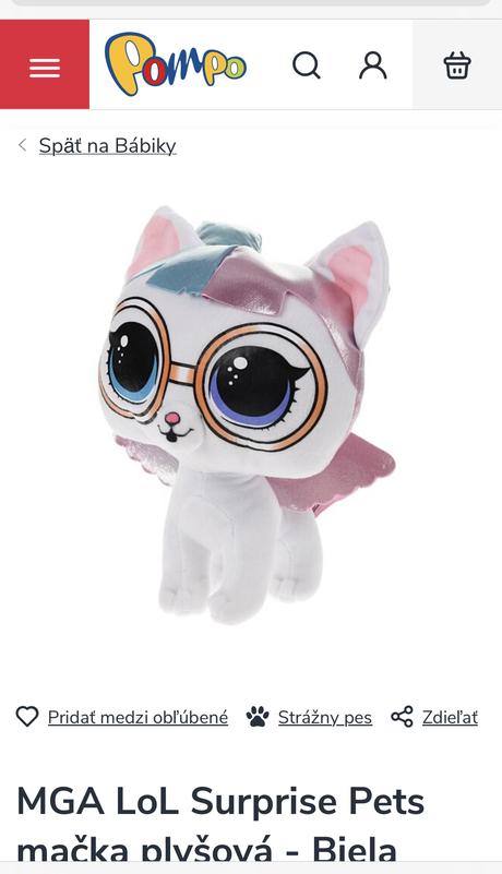 Mga lol surprise pets mačka plyšová - biela, 