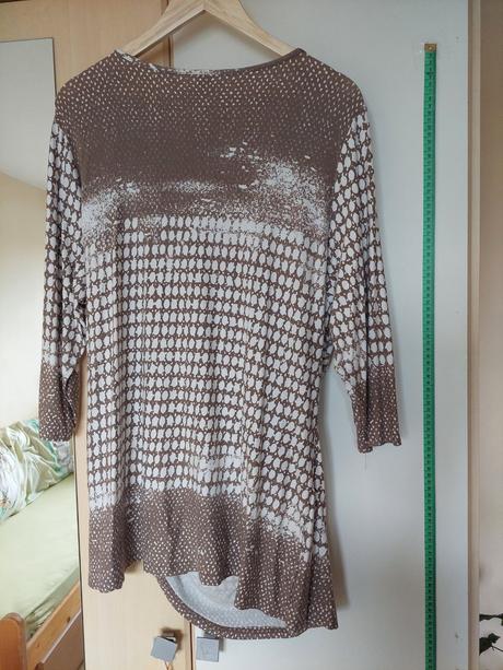 Tričko elastické 3/4 rukáv hnedo - krémové, xxl