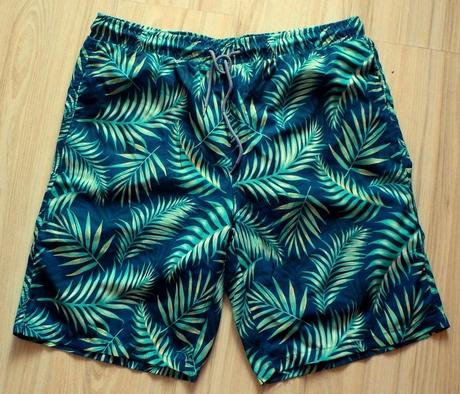 Plavky s tropickým vzorom zelených listov,v.xl/xxl, xxl