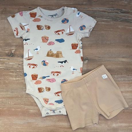 Lindex body plaz + rebrovane šortky, lindex,80