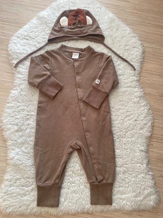 Hnedy bavlneny overal s ciapkou lindex, lindex,68