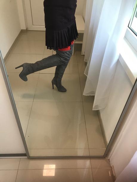 Kožené čižmy nad koleno italy 37, 37