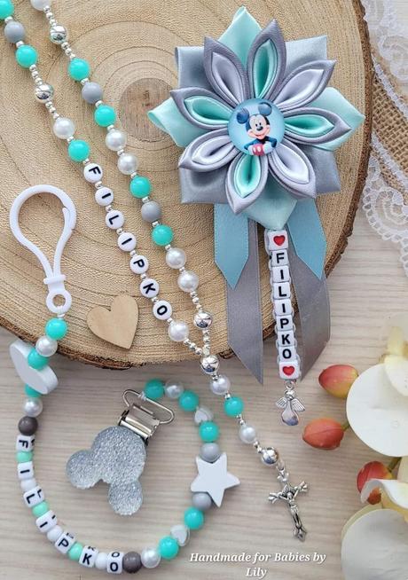 Šnúrka na cumlik a mašla na kočík disney,