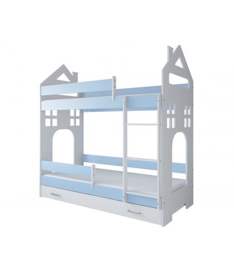 Poschodová posteľ dom ii, modrá - rozmer 160x80 cm, šírka (cm): 80,dĺžka (cm): 160