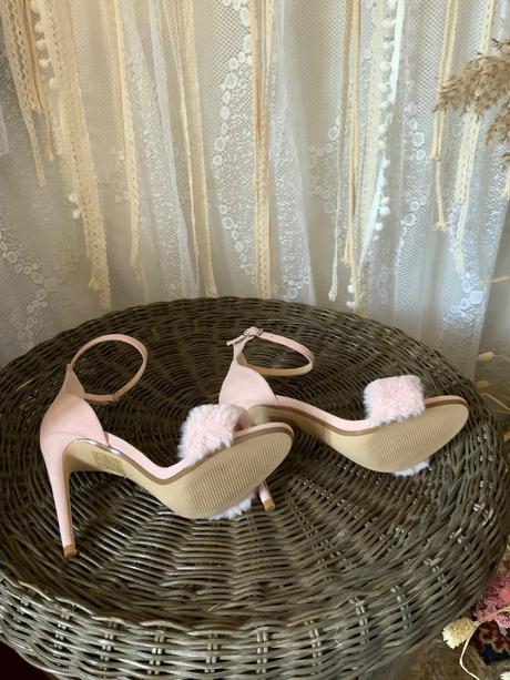 Office shoes sandále na podpetku s kožušinu, 36