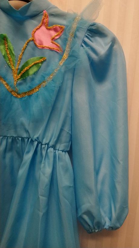 Kostým princezná, modro zlaté šaty, 140-152 cm,