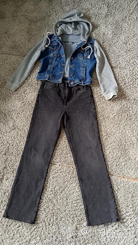 Rifle s čierne a riflova bunda, house,s