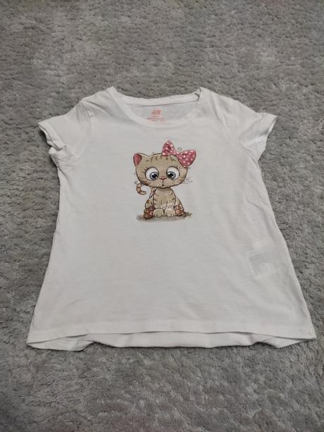Tričko s mačičkou,5-6r, h&m,116
