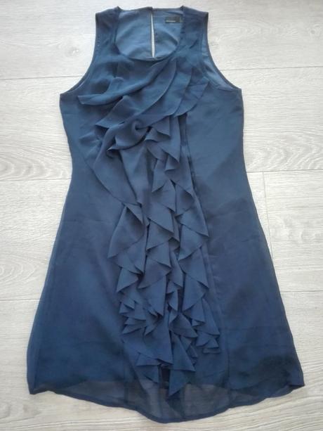 Tmavomodré šaty s volánmi, vero moda,xs