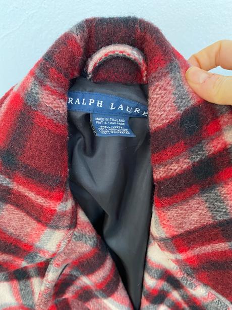 Vlnený károvaný kabát ralph lauren, ralph lauren,xs