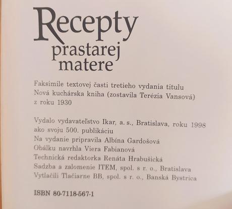 Terézia vansová - recepty prastarej matere, 