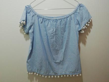 Modré tričko letný top blúzka, 164