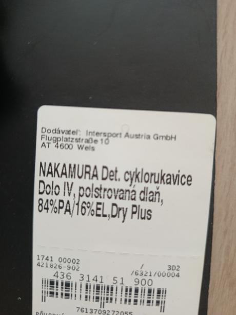 Cyklisticke rukavice, nakamura,134 / 140 / 146 / 152