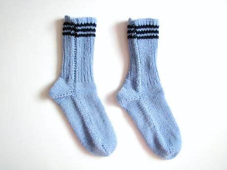 Modré prúžkované štrikované ponožky, 35 - 40