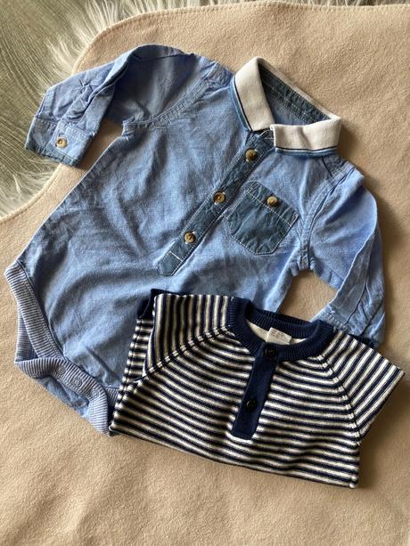 Košeľové body a svetrík 68, h&m,68