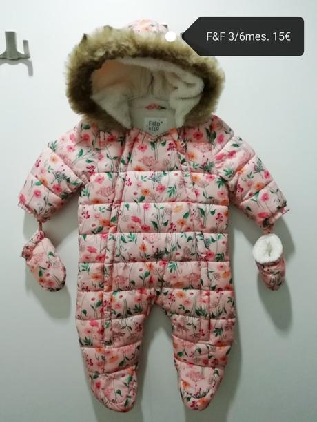 Kvetinový zimný overal kombinéza s kožušinkou, f&f,68