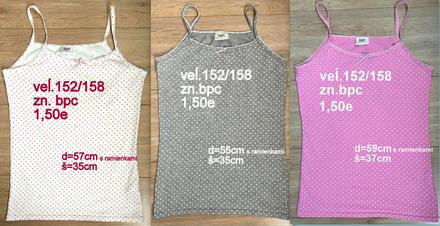 Dievčenské tielka veĺ.152/158, zn.bpc, 152