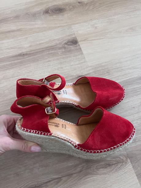Kožené dámske espadrilky na opätku, 36
