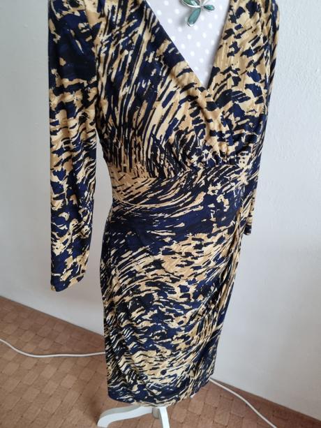 Hnedo-modré elastické šaty ralph lauren veľ. 40, ralph lauren,40