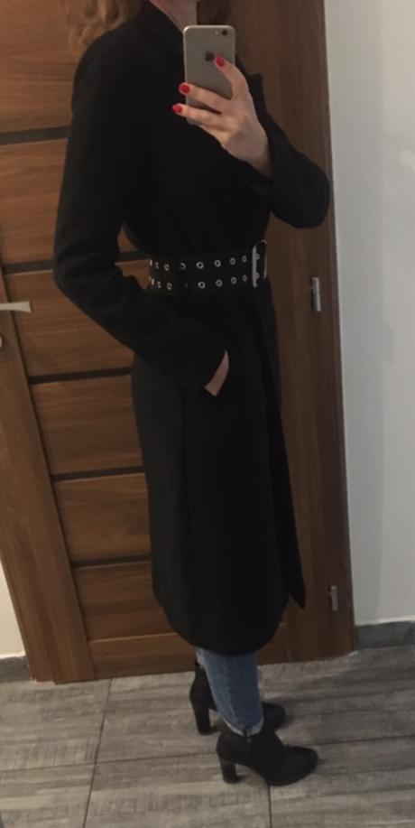 Čierny kabát s opaskom, reserved,34