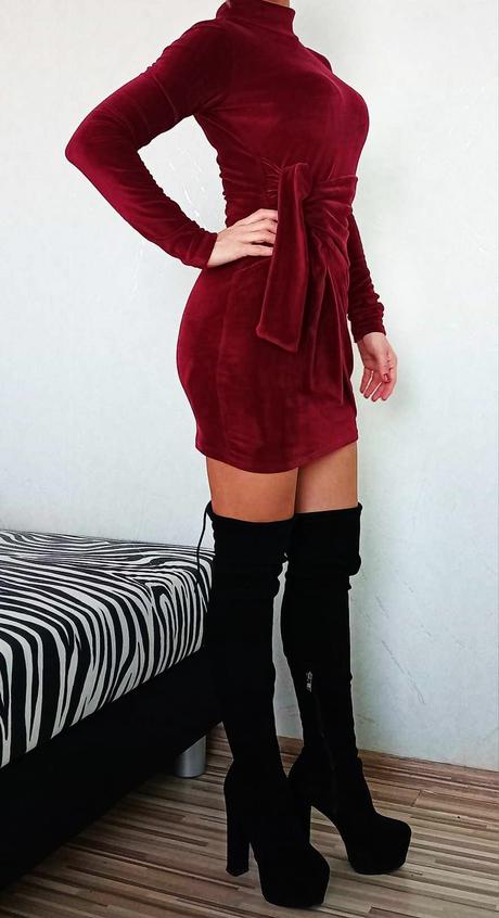 Nové dámske bordové zamatové šaty ola voga - s, s