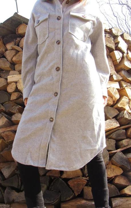 Dlhý kabát košeľového strihu, l