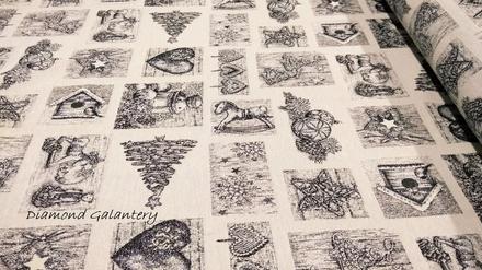 Látka pretkávaná lurexovou niťou -vianočný patchwo, 