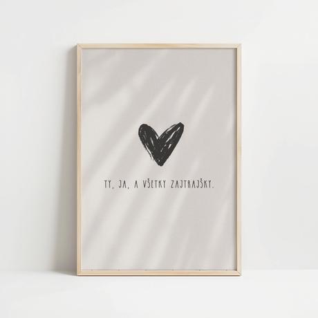 Minimalistický romantický obraz srdce - print, 