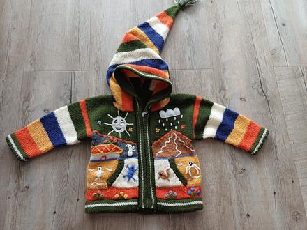 Veselý vlneny svetrik na zips, 86