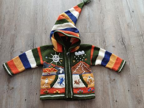 Veselý vlneny svetrik na zips, 86