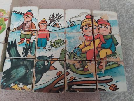 Retro kocky 4x drevene,