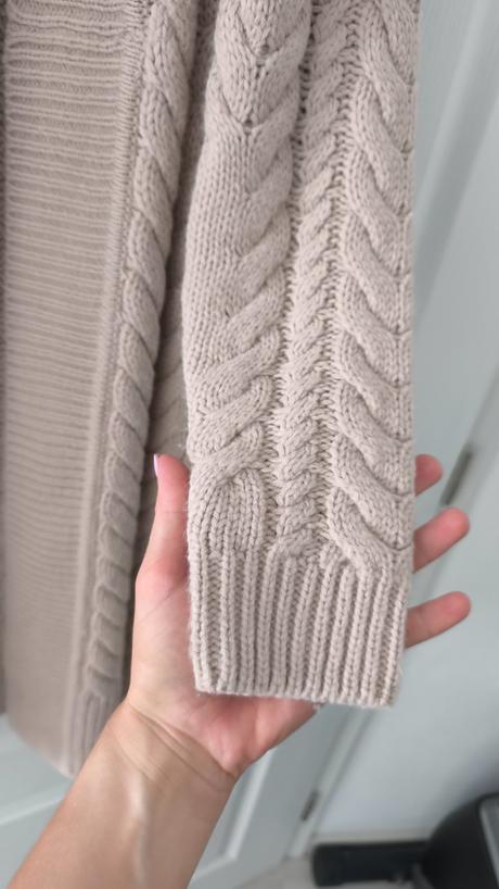 Dlhý vlnený pudrovoružový sveter cardigan veľ.s, reserved,s