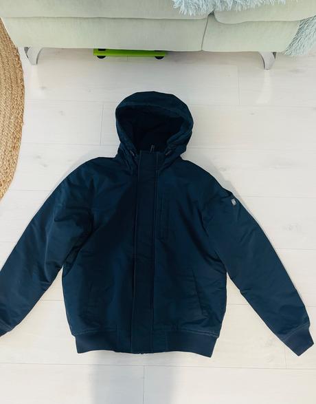 Tmavo modra hrubšia bunda, terranova,l