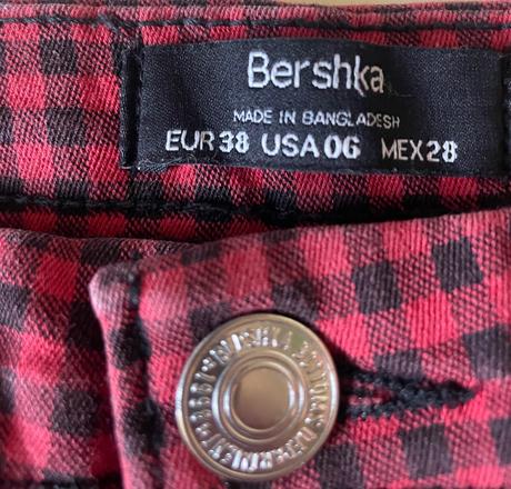 Dievčenské čierno červené kockované nohavice., bershka,38
