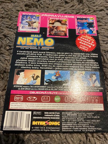 Krásna rozprávka na dvd malý nemo dobrodružstvo,