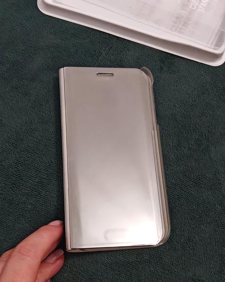 Knizkovy otvárací,obal na mobil zrkadlovo-striebo, 