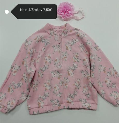 Ružová mikina s kvetmi, next,110