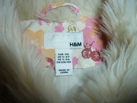 Dievčenský zimný kabátik h&m, h&m,116
