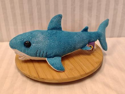 Tyrkysový trblietavý plyšový žralok ravensden 40cm, 