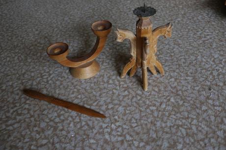 Drevené retro dózy misy svietniky...,