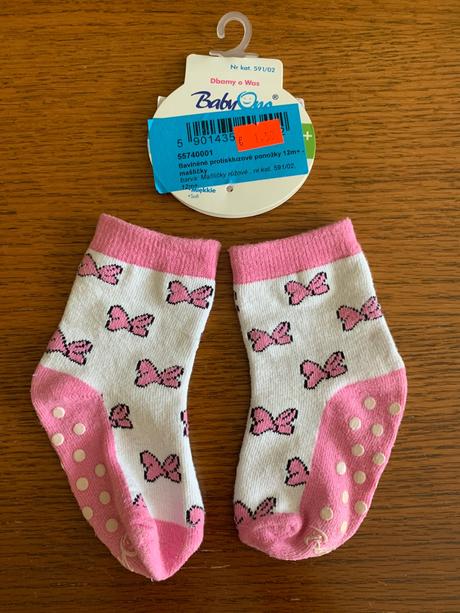 Bavlnené protišmykové ponožky s nopkami naspodku, baby,19