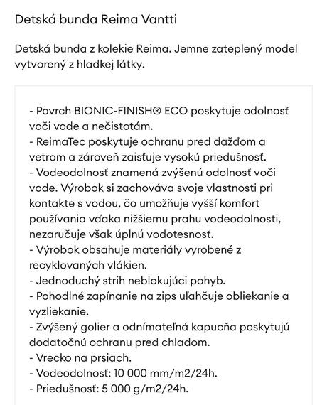 Reima vantti bunda nepremokavá, reima,140
