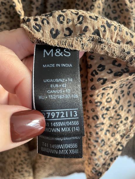 Vzorovana hnedocierna bluzka m&s, marks & spencer,42