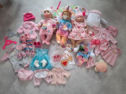 3 baby annabell , baby born + oblečenie a doplnky,